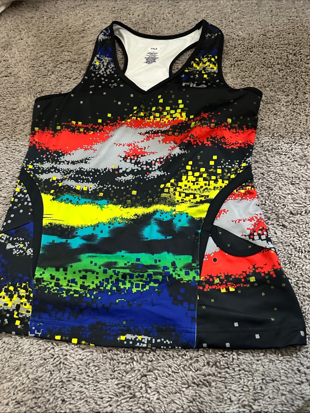 FILA Multicolor Pixel Print Athletic Tank Top - Picture 1 of 2